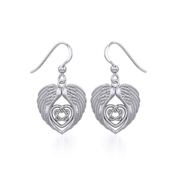 Angel Wing with Celtic Heart Silver Earrings TER1920 - Jewelry